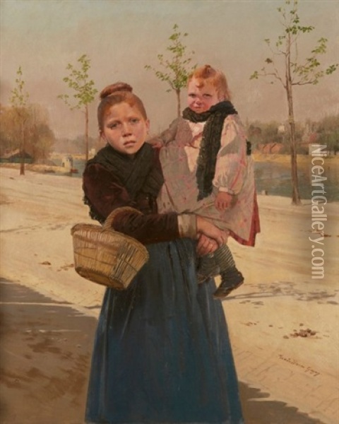 Les Enfants Oil Painting - Maximilienne Goepp Guyon