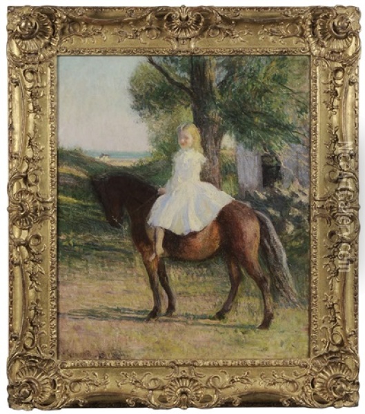 Girl On A Pony Oil Painting - Edmund Charles Tarbell