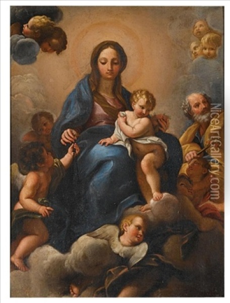 The Holy Family Surrounded By Putti Oil Painting - Carlo Maratta