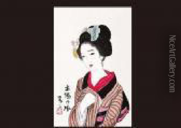 A Woman Oil Painting - Takehisa Yumeji