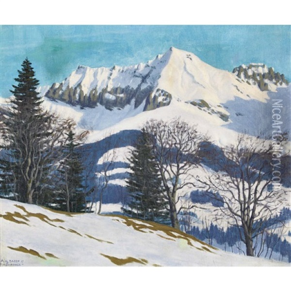 Winter Bei Adelboden Oil Painting - Hans Arnold Daepp