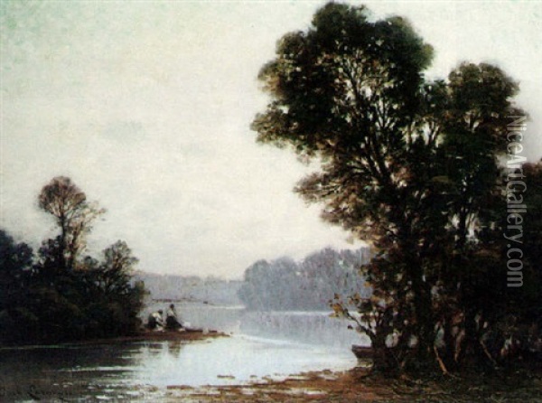 River Landscape Oil Painting - Jean Laronze