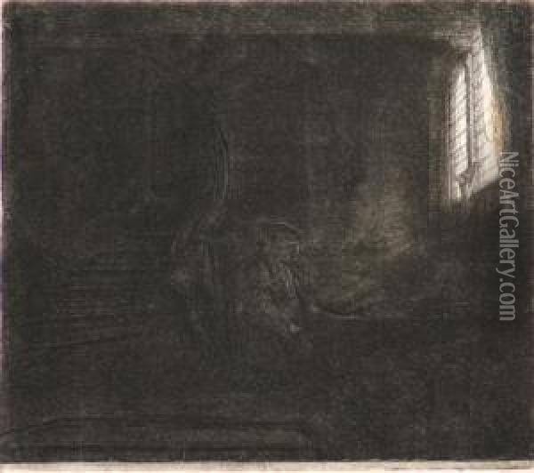St. Jerome In A Dark Chamber Oil Painting - Rembrandt Van Rijn