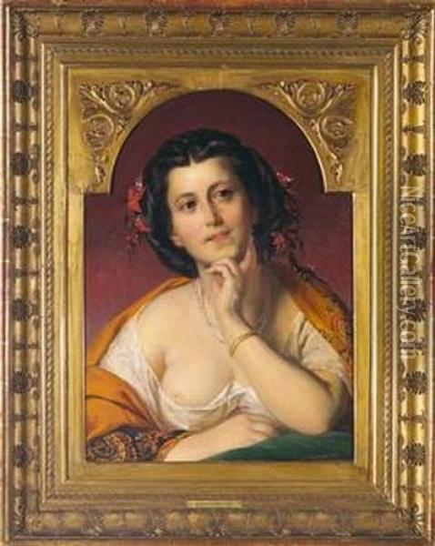 Portrat Einer Eleganten Dame. Oil Painting - Franz Joseph Dobiaschofsky