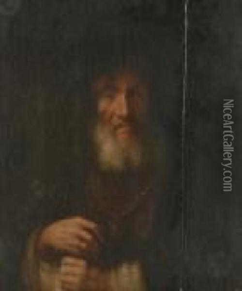 Old Man In A Rich Costume Oil Painting - Rembrandt Van Rijn