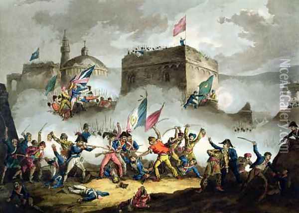 Defence of the breach at St Jean dAcre Oil Painting - William Heath