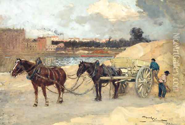The Sand Cart Oil Painting - Amedee Marcel-Clement