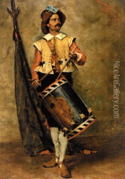 The Drummer Oil Painting - Arturo Calosci