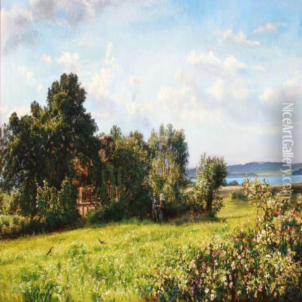 Bisholt Ved Horsens Bugt Oil Painting - Pauline Thomsen