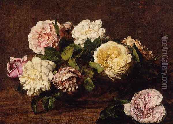 Flowers: Roses I Oil Painting - Ignace Henri Jean Fantin-Latour