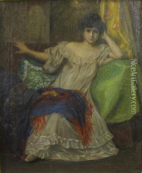 Lady In Her Boudoir Oil Painting - Jeno Jendrassik