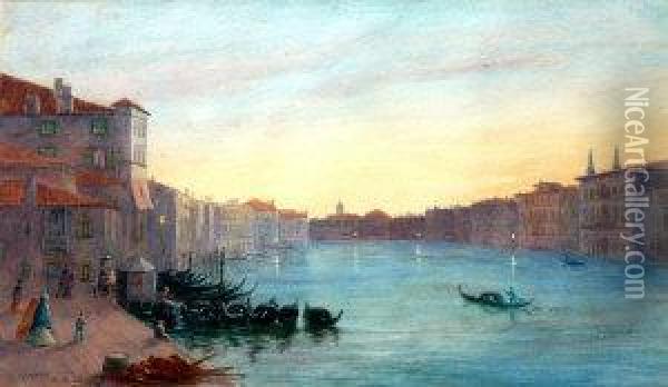 Venice At Dusk Oil Painting - Robert Brown Johnston