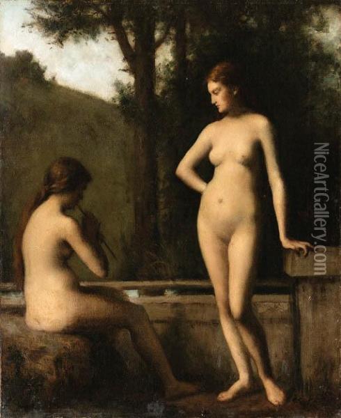L'idylle Oil Painting - Jean-Jacques Henner