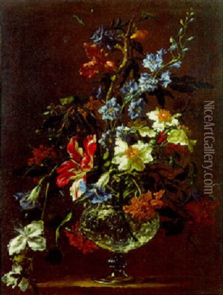Vase De Fleurs Oil Painting - Nicolas Baudesson