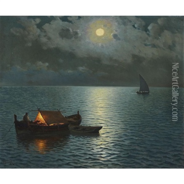 Noche De Luna Oil Painting - Guillermo Gomez Gil