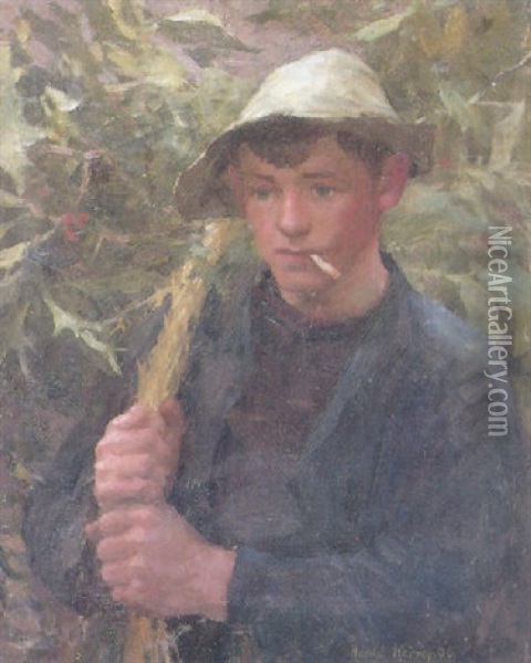 The Young Farmhand Oil Painting - Harold Harvey