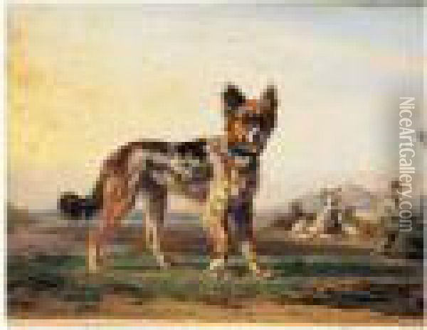 Chien De Berger Pres D'un Troupeau Oil Painting - Wilhelm Alexander W. Von Kobell