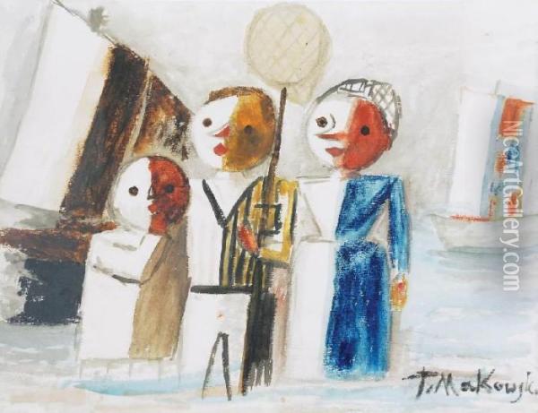 Dzieci Na Plazy Oil Painting - Tadeusz Makowski