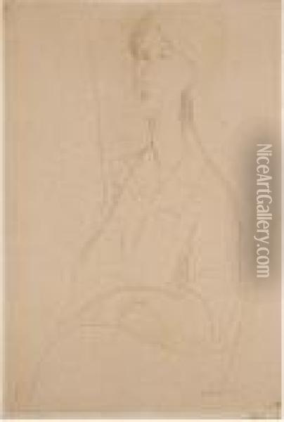 Hanka Zborowska Seduta Con Le Mani In Grembo- Oil Painting - Amedeo Modigliani