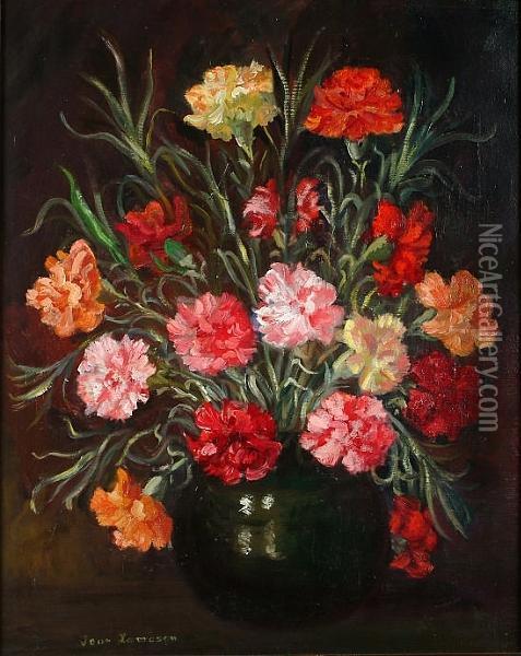 A Vase Of Carnations Oil Painting - Joan Jameson