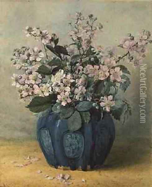 Blackberry Blossoms Oil Painting - Mary E. Butler
