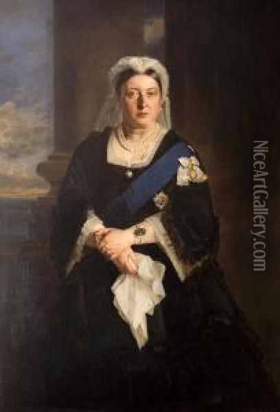 Three Quarter Portrait Of Queen Victoria Oil Painting - Henrietta Mary Ada Ward