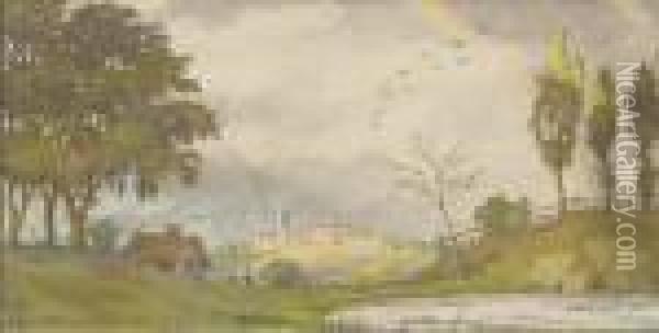 Miniature Landscape With Rainbow Oil Painting - Konstantin Andreevic Somov