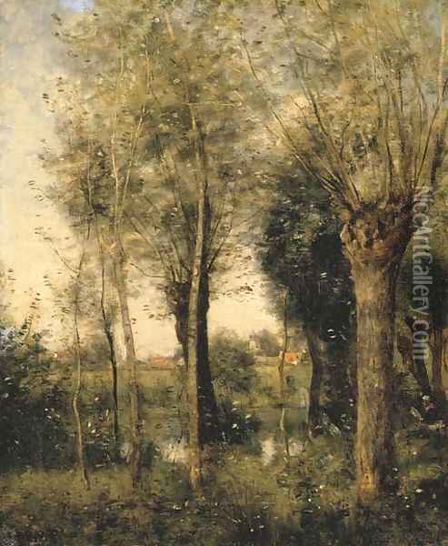 Saulaie à Saint Nicolas pres Arras Oil Painting - Jean-Baptiste-Camille Corot