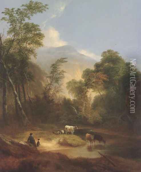 Pastoral Landscape 1854 Oil Painting - Alvan Fisher