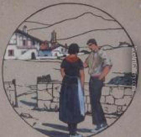 Couple De Basques Oil Painting - Louis Floutier