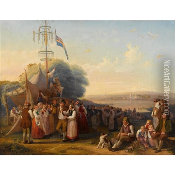 A Festive Gathering Oil Painting - Bengt Nordenberg