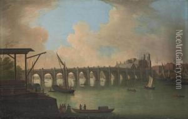 View Of The Thames At Westminster Oil Painting - Gabriele Ricciardelli