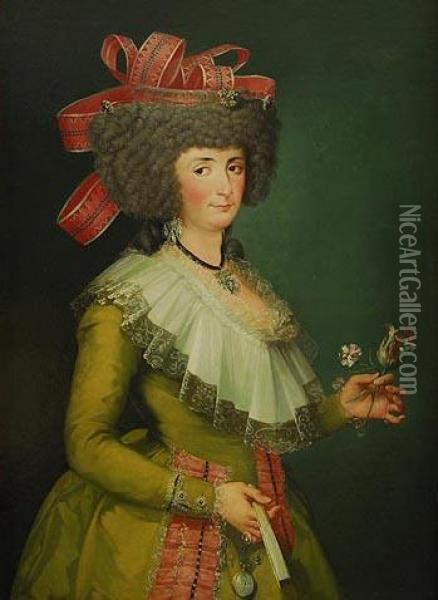 Retrato De Dama De Mas De Medio Cuerpo... Oil Painting - Zacarias Gonzalez Velazquez