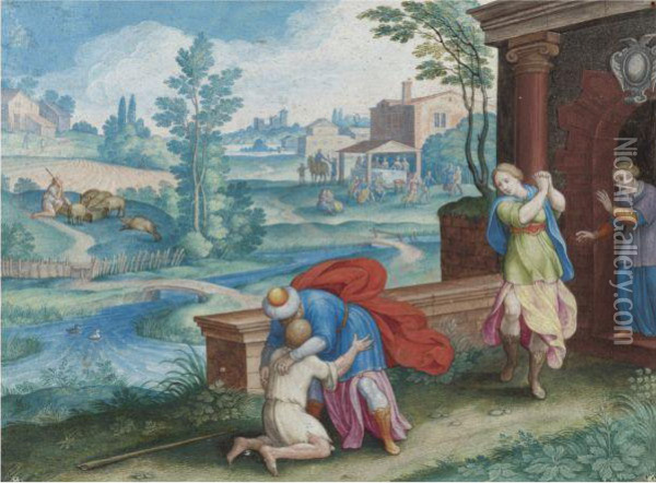 The Return Of The Prodigal Son Oil Painting - Friedrich The Elder Brentel
