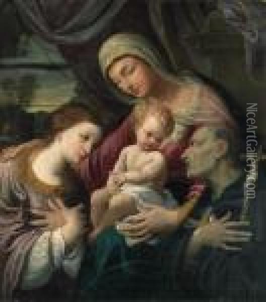 The Madonna And Child With Saints Mary Magdalene And Hyacinth Oil Painting - Guido Reni