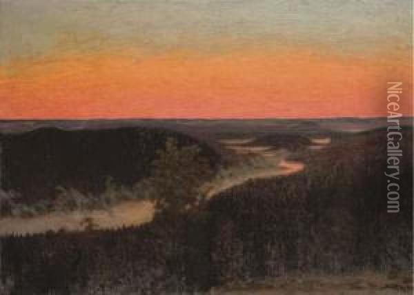 Sunset Oil Painting - Hilding Werner