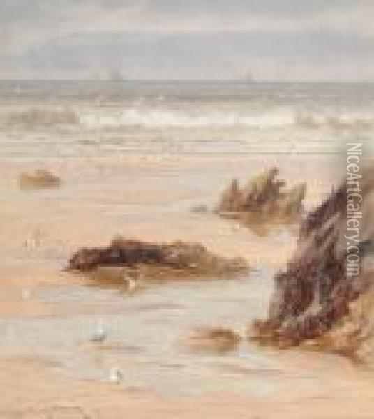View Of A Beach Oil Painting - Charles Mottram
