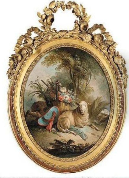 The Shepherdess Oil Painting - Jean-Baptiste Huet I