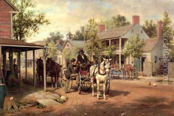 Horse and Buggy on Main Street Oil Painting - Edward Lamson Henry