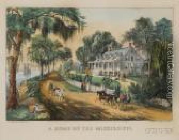 A Home On The Mississippi Oil Painting - Currier & Ives Publishers