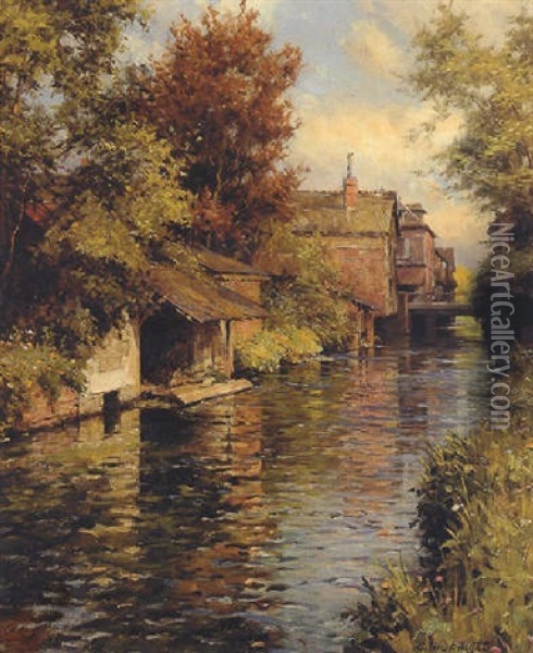 Sunny Afternoon On The Canal Oil Painting - Louis Aston Knight