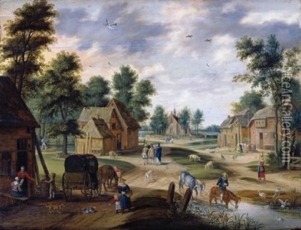 A Pastoral Landscape With A Farm Oil Painting - Isaac Van Oosten