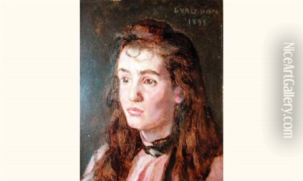 Jeune Femme Brune (sa Fille?) Oil Painting - Jules Emmanuel Valadon
