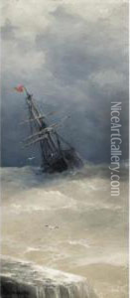 Ship On High Seas Oil Painting - Aleksei Vasilievich Hanzen