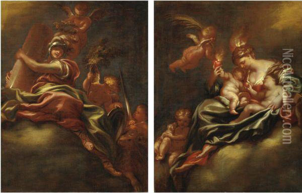Virtu Guerriera Oil Painting - Gregorio de Ferrari