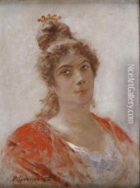 Portrait De Jeune Femme Oil Painting - Fernand-Anne Piestre Cormon