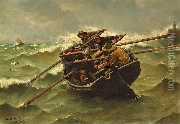 Rough Waters Oil Painting - George Haquette