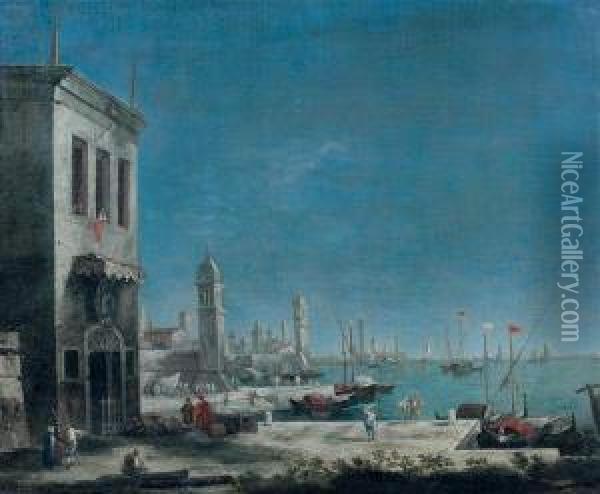 Vue Imaginaire De La Lagune De Venise Oil Painting - Antonio, Tonino Stom
