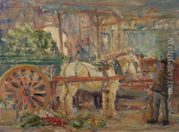 Market Scene Oil Painting - Marie Tuck