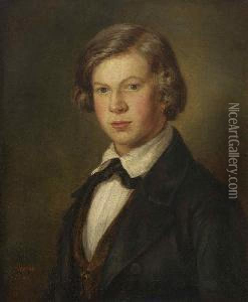 Bildnis Eines Jungen Mannes. Oil Painting - Friedrich Maurer